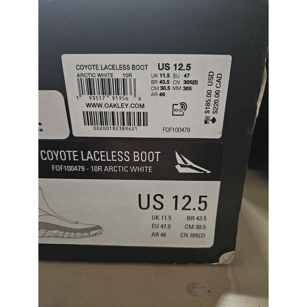 Oakley Coyote Laceless Boot - Arctic White - size 12.5 New with Box and Tag - Picture 14 of 15